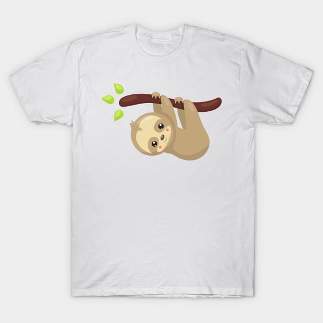 Cute Sloth, Little Sloth, Baby Sloth, Lazy Sloth T-Shirt by Jelena Dunčević